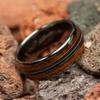 1 шт. Модное кольцо-сэндвич из титановой стали с двойной текстурой под дерево, подходит для повседневного ношения