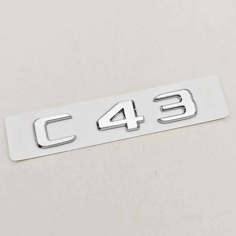 1pc 3D ABS C43 Logo Letters BITURBO 4MATIC Badge Car Rear Sticker Emblem For Mercedes Benz AMG W205 W206 Decorative Accessories IX3