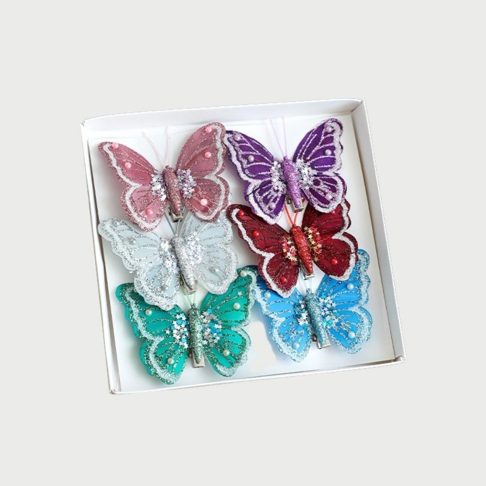 Artificial Christmas Tree Decorations Glitter Simulation Butterfly Xmas Tree Decor