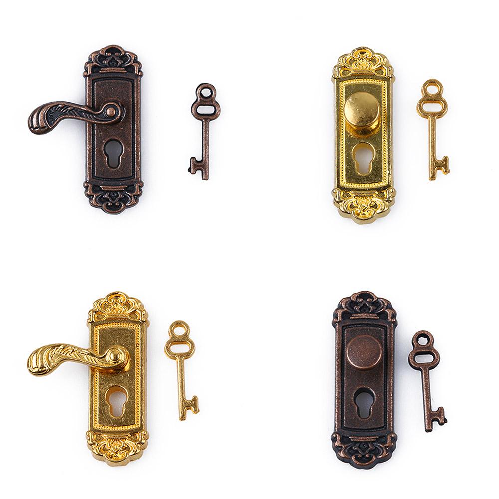 1pc Funny Retro Vintage Mini 1/12 Dollhouse Miniature Key Door Lock