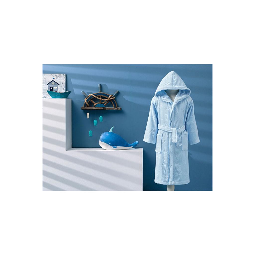 Boy Marine Hooded Velvet Children's Bathrobe Age 15