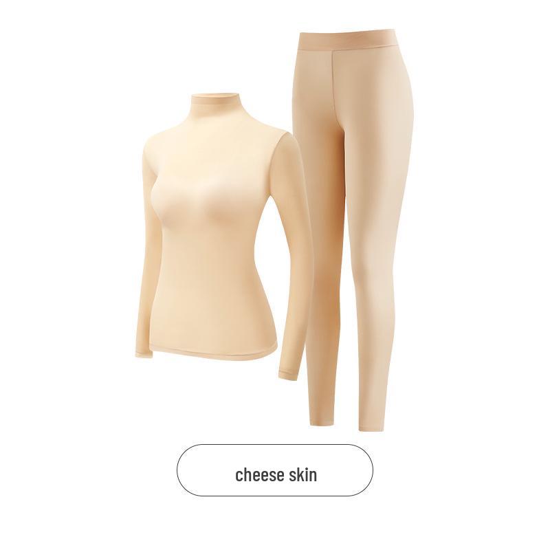 Женский бесшовный комплект термобелья - высокоэластичный, с гиалуроновой кислотой, высоким воротником и длинными рукавами