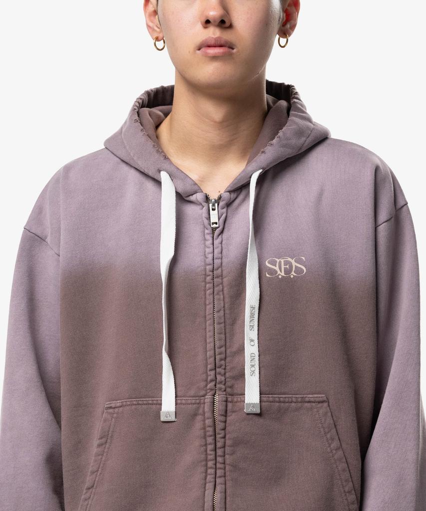 Sound Of Sunrise Sun Faded Like Zip-Up Hoodie Burgundy