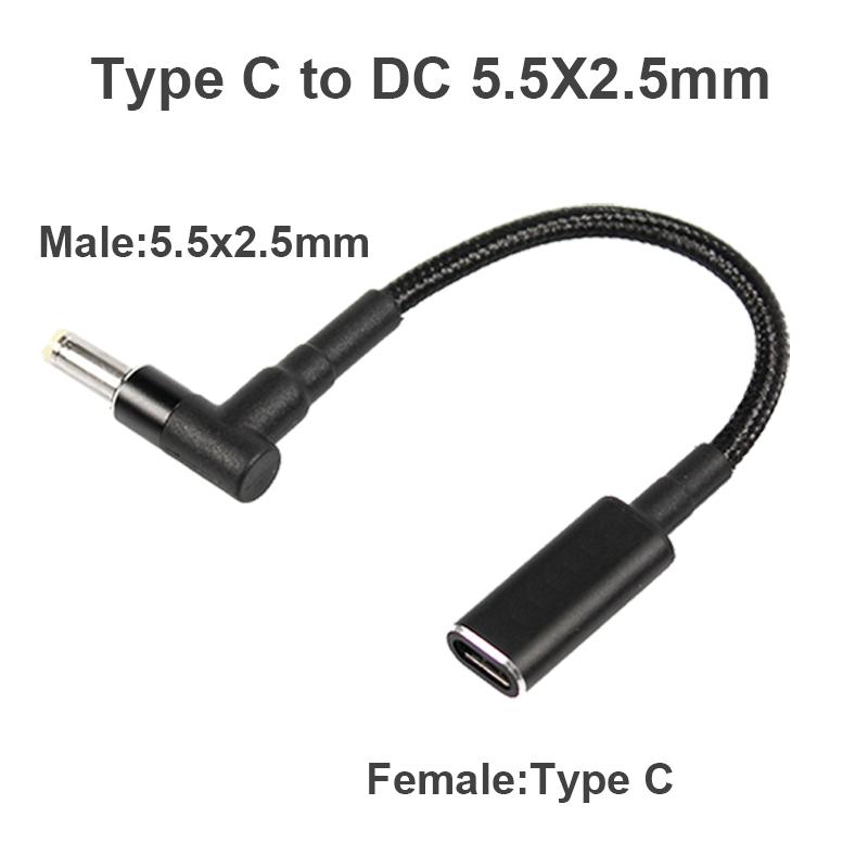 100 Вт 65 В Универсальный адаптер-разъем Type C для ноутбука, DC-разъем, USB-C кабель для зарядки, набор из 10 шт.