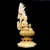 Acala Buddha Statue, Wood Carving, Buddhist Altar Figurine, Guardian Deity, Prayer, Protection from Evil, Octagonal Base, Flame Halo (28cm, Cypress Wo