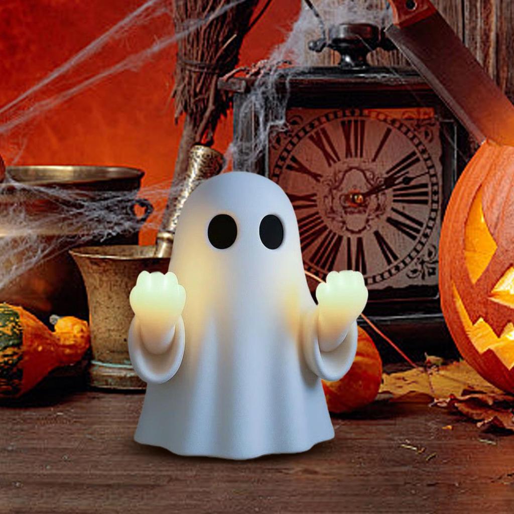 Halloween Night Light USB Rechargeable Ghost Bedroom NightLight  Spooky Ambient Lighting Resin Wall Lamp Decorative for Indoor