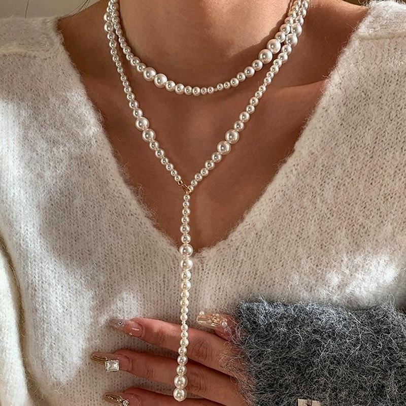 Винтажное жемчужное многослойное жемчужное ожерелье из бисера для женщин, сладкие элегантные украшения для вечеринок, свадебные подарки