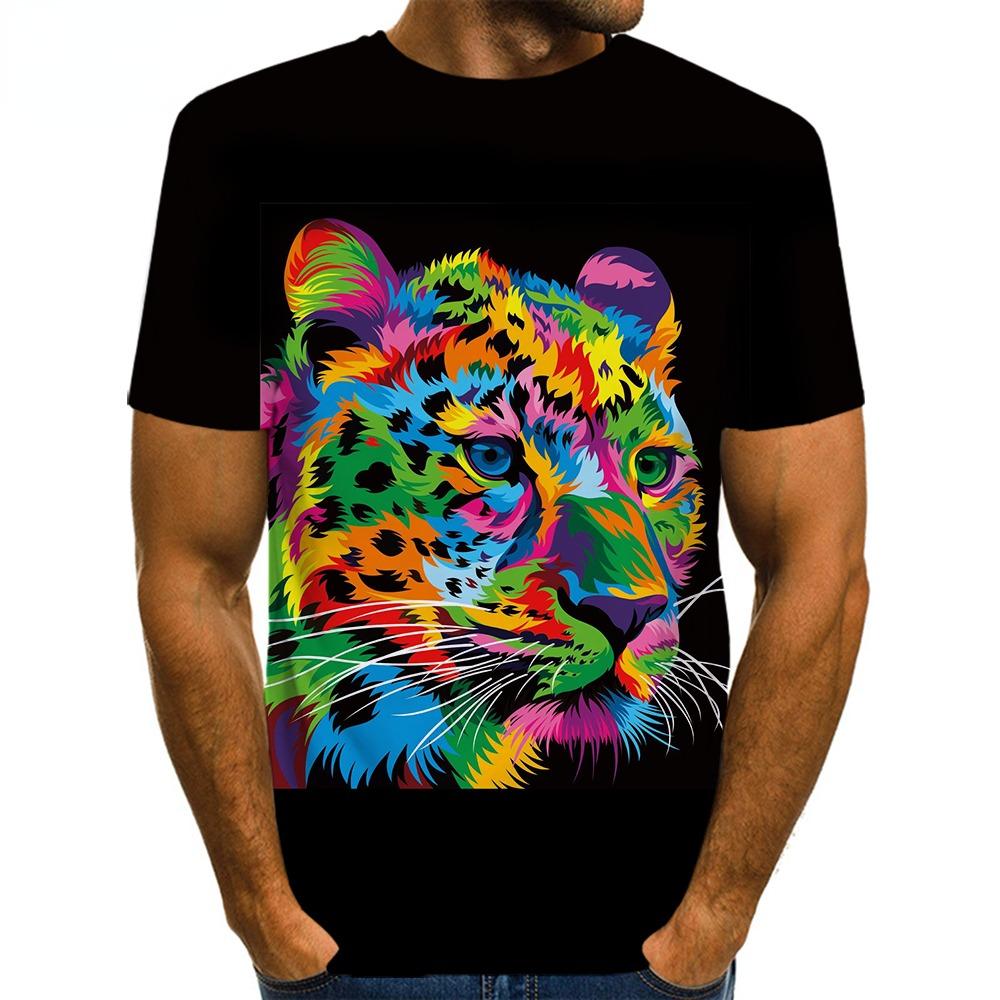 Мужская футболка с леопардовым принтом и 3D-принтом, мужская летняя футболка с рисунком животных и изображением зверя, женская/мужская новинка, уличная одежда в стиле хип-хоп