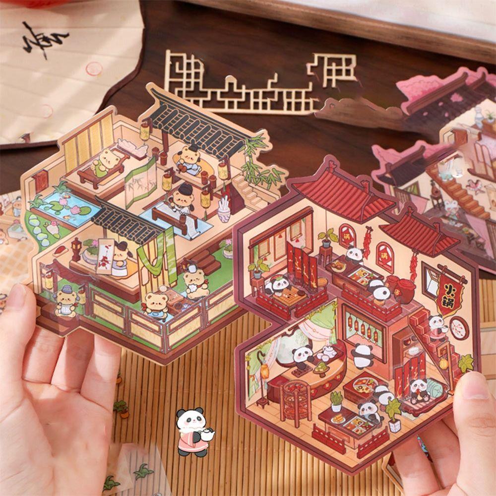 Pocket Cabin Landscaping Stickers Cartoon Miniature Scene Sticker for Kid Child