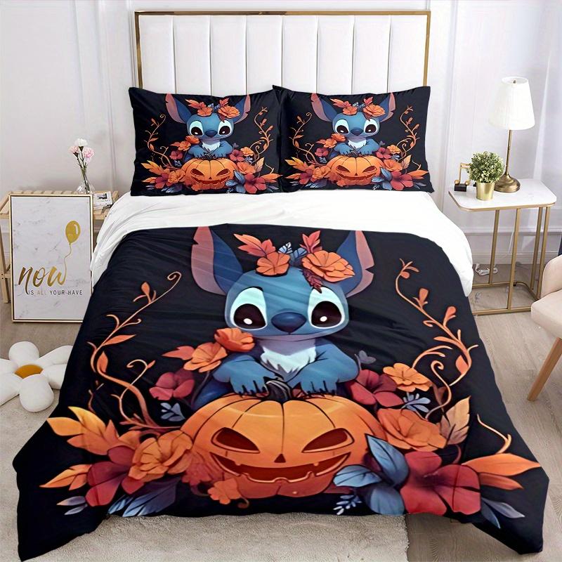 3pcs Stitch Halloween Pumpkin Quilt Cover Set - Soft and Cozy Bedroom, Guest Room and Dorm Decorative Bedding 3-Piece Set 1 Quilt Cover + 2 Pillo