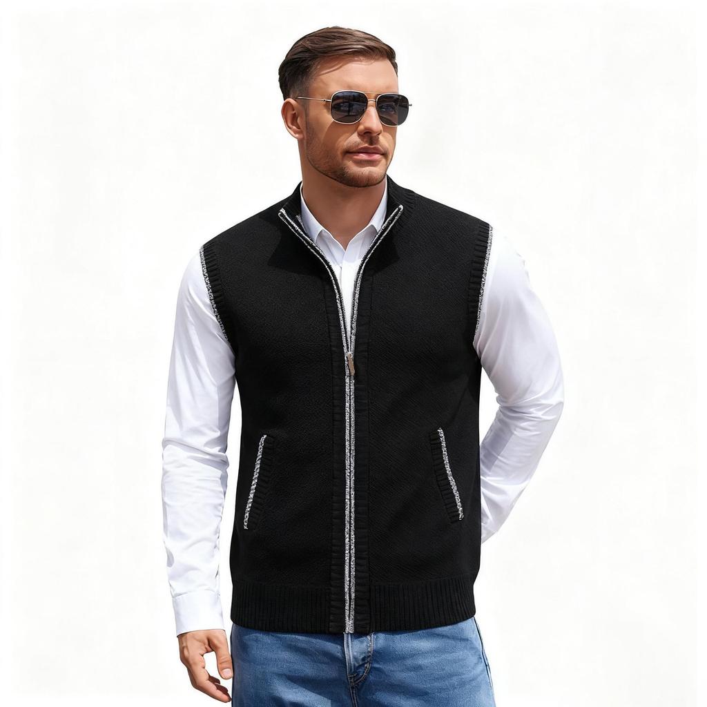 Мужской вязаный жилет с воротником-стойкой, Осень/Зима 2025