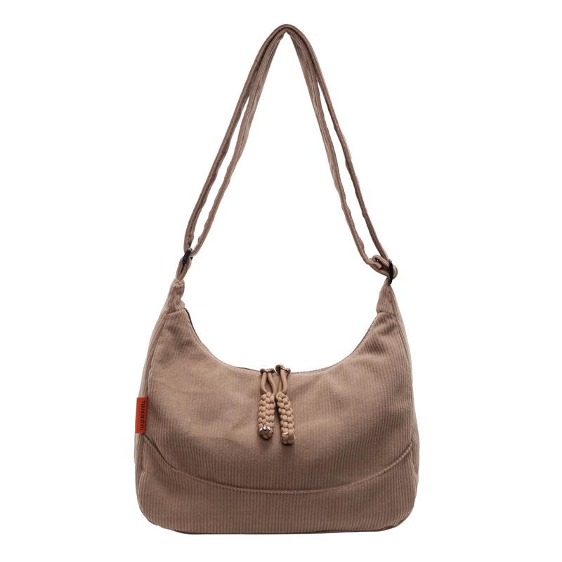 Retro student class versatility new dumpling bag women's solid color light casual commuting personality pleated crossbody bag