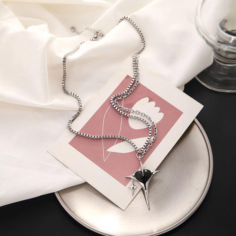 Европейско-американский комплект из ожерелья в форме сердца с эмалью и серег в форме звезды: Ниша, Современный дизайн