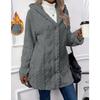 Hooded Solid Color Cardigan Button Up Long Sleeved Casual Fleece Jacket