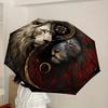 1pc Yin-Yang Lions: Harmony in Contrast Umbrella with Plastic Handle,Suitable for All Seasons Home Travel Outdoor UmbrellaDD576