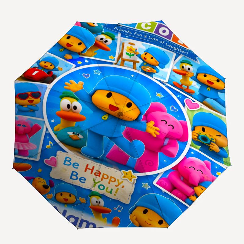 Custom Name Pocoyo Theme Automatic Umbrella, Lightweight & Portable, 8 Rib, Perfect for Outdoor Travel, Birthdays, Christmas, Gifts.