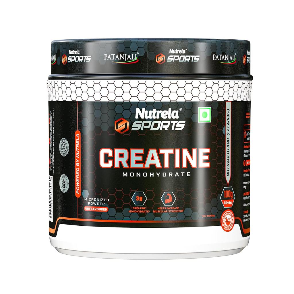 Nutrela Sports Patanjali Креатин Моногидрат 100г Без Вкуса Для Силы Мышц и Восстановления