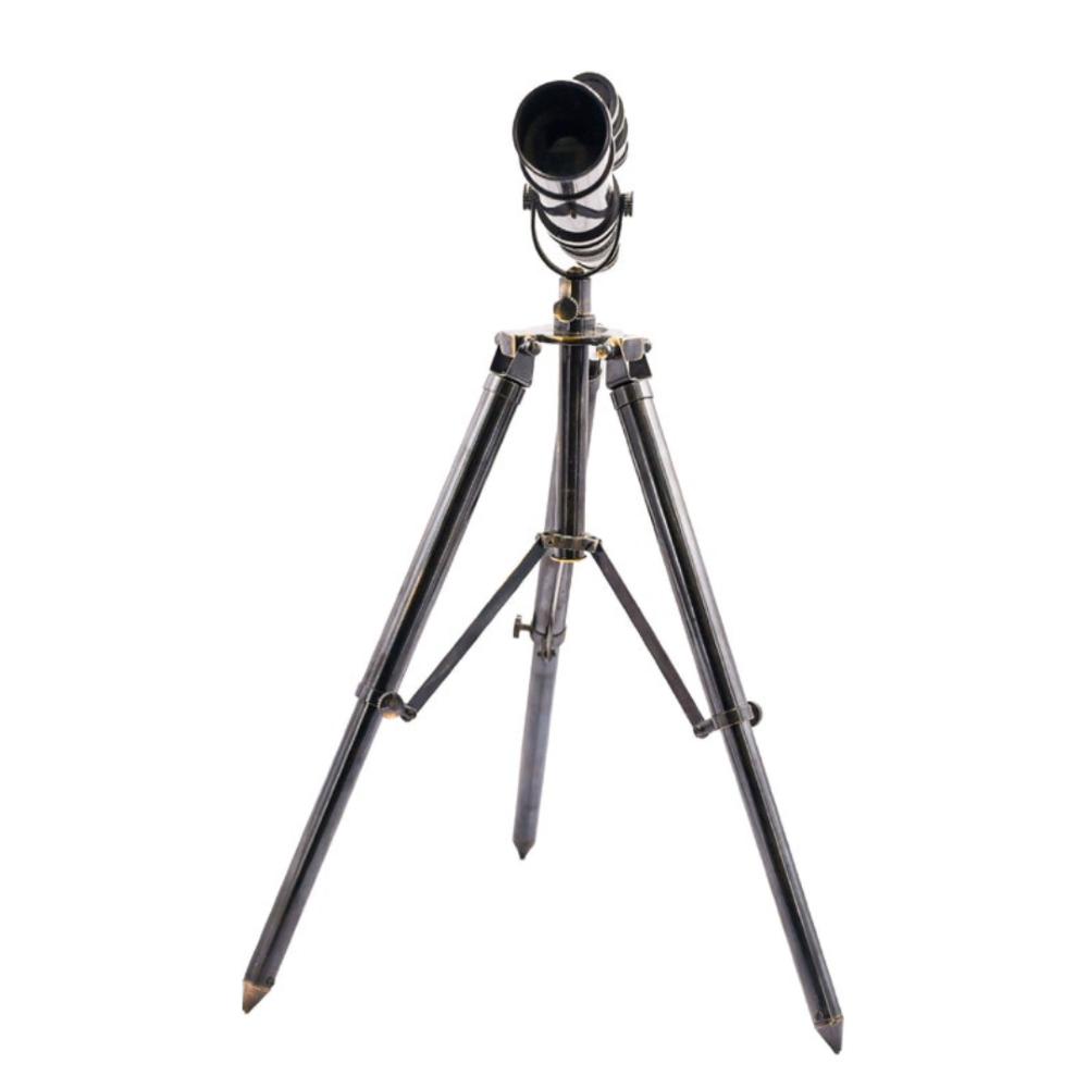 Телескоп с двумя стволами из латуни и штативом – старинный морской рабочий телескоп, длина 35 см