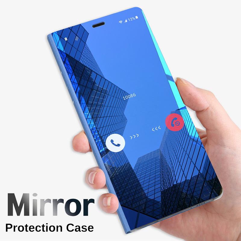 Умный зеркальный противоударный чехол для телефона для Samsung Huawei Honor Xiaomi Redmi iPhone OnePlus Магнитный флип-чехол из искусственной кожи