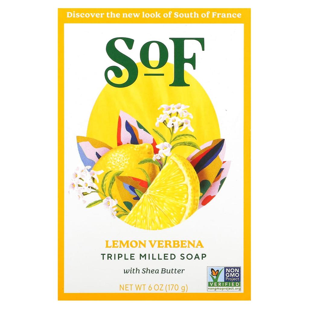 SoF French Milled Soap with Lemon Verbena and Organic Shea Butter, 170g (6oz)