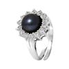 Bague - Pearls & Colors - Perle De Culture d'Eau Douce 9-10 Mm - Argent 925 - Taille Réglable - Noir