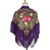 Ethnic Women's Tassel Shawl Floral Printed Lady Square Cotton Retro Shawl Scarf