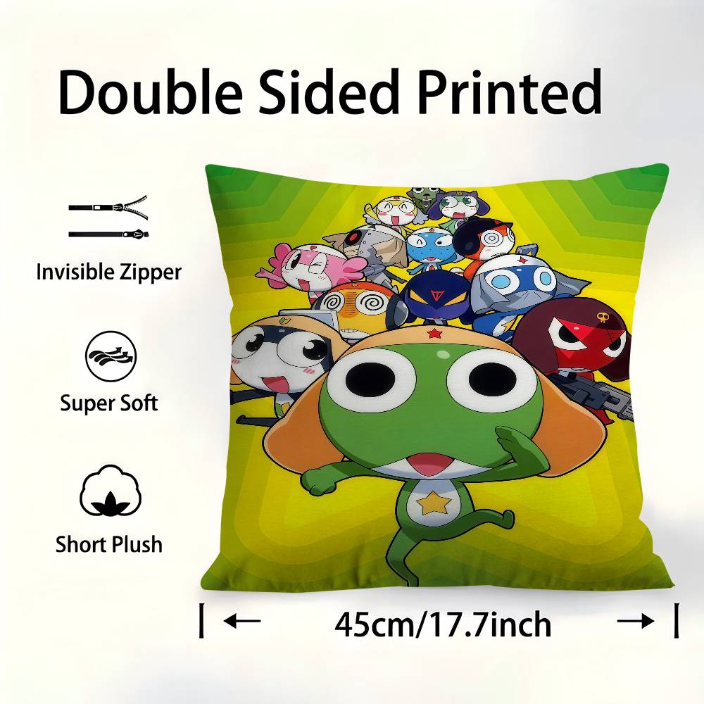 Keroro Gunsou Frog Pillow Gift Home Office Decoration Bedroom Sofa Car Cushion Cover Case 45X45