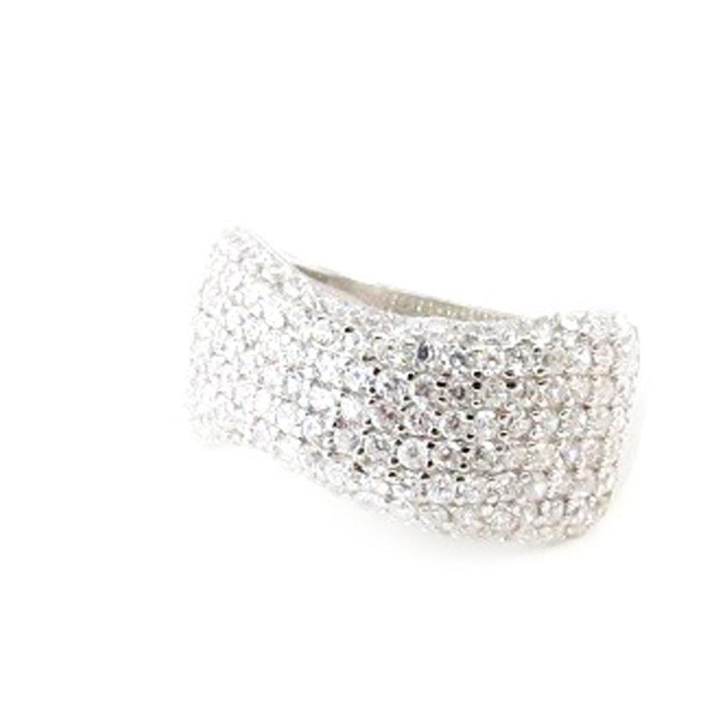 Серебряное кольцо "Богиня" белое серебро (родий) - 9 мм