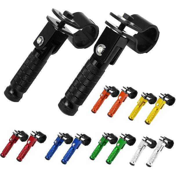 M8 Motorcycle Foot Rests Fit 1.22-1.29In Motorbike Brackets Foldable Foot Pegs Front Footpeg Rear Footpeg Anti-Skid Rearsets Folded Footrest 90