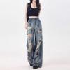 Distressed Ripped Jeans Men Women High Waist Straight Leg Loose Fit Denim Pants