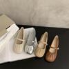 Women Vintage Mary Jane Shoes Leather Flats Dress Shoe New Autumn Shallow Soft Soles Leather Shoes Casual Buckle Shoes Footwear