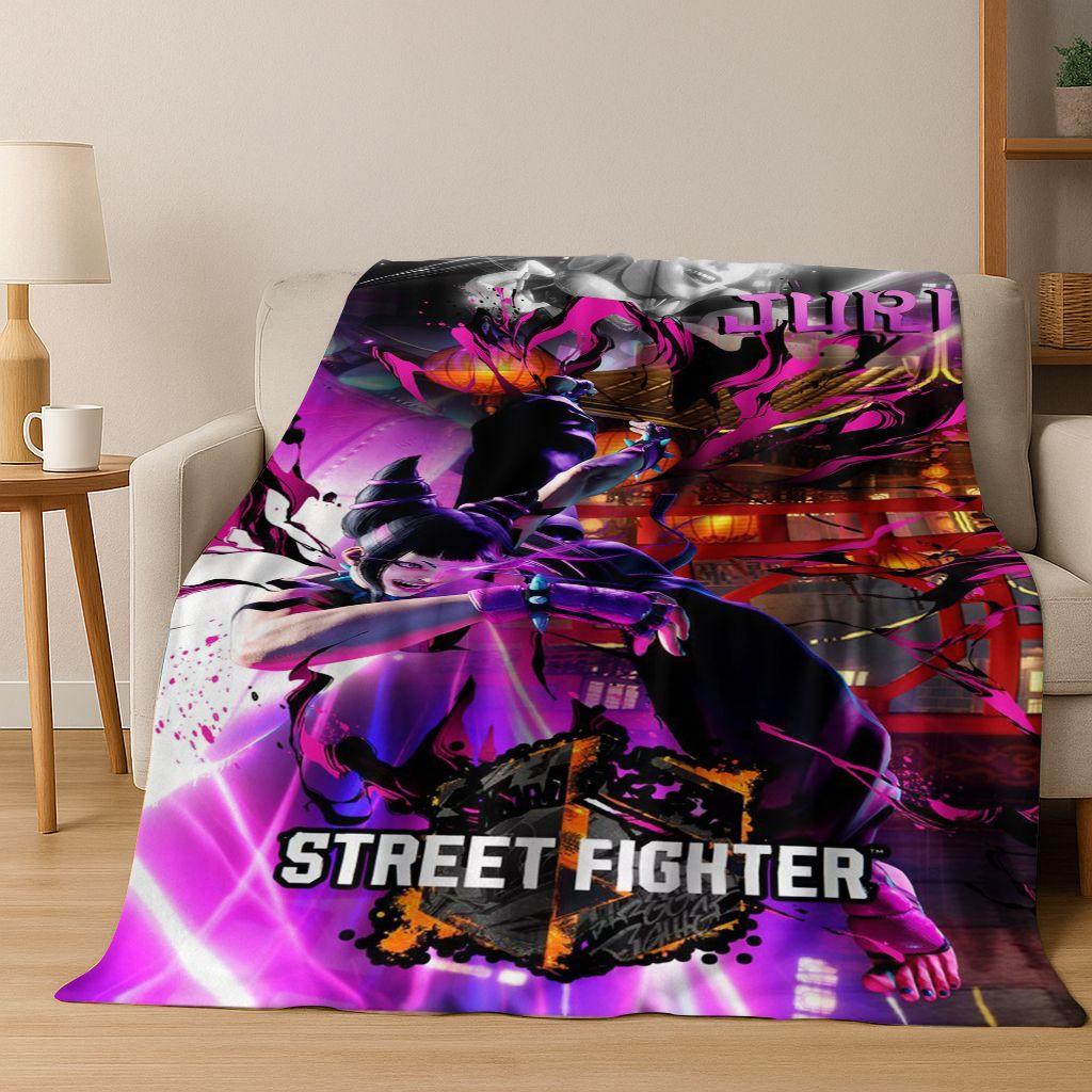 Ретро Street Fighter 6 Персонажи Игра Чун-Ли Арт Фланелевое Одеяло, Уютное Мягкое Плед для Дома Спальни Кровати Дивана Покрытие Дети