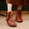 Women' Boots High-end Versatile Genuine Leather Retro Soft Soled Flat Short Boots