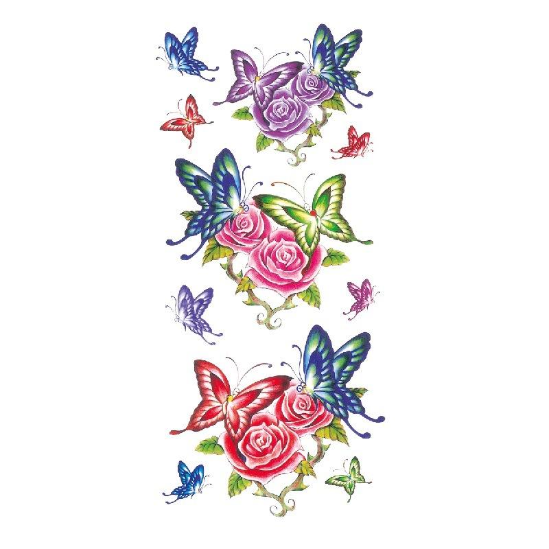 Наклейка с изображением цветка голубой розы, большой узор в виде цветка сливы, водонепроницаемая наклейка с изображением цветка на руке, образец татуировки