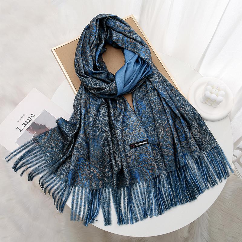 Warm Luxury Brand Cashmere Scarf Women Thick Print Shawl and Wraps Ladies Blanket Foulard Winter Pashmina Bandana Bufanda