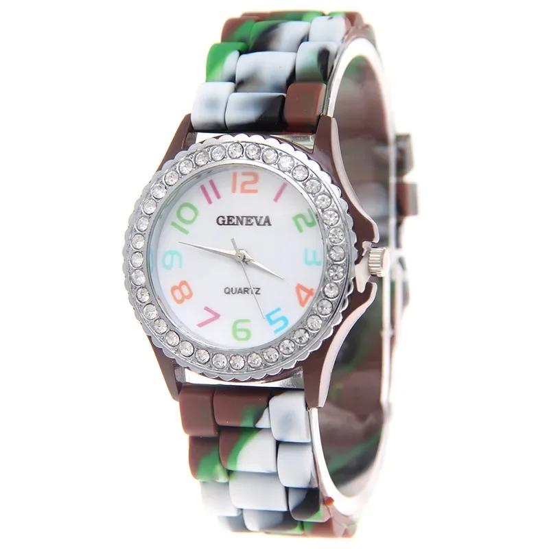 New Rainbow Fashion Women Watches Luxury Camouflage Women Quartz Watch Girl Silicone Waterproof Dress Wristwatch Female Clock