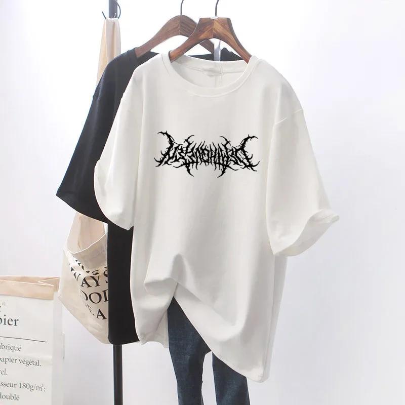 Унисекс 2024 Лето Новая Футболка Женская с Коротким Рукавом Взрывная Свободная Белая Топ Женская Футболка