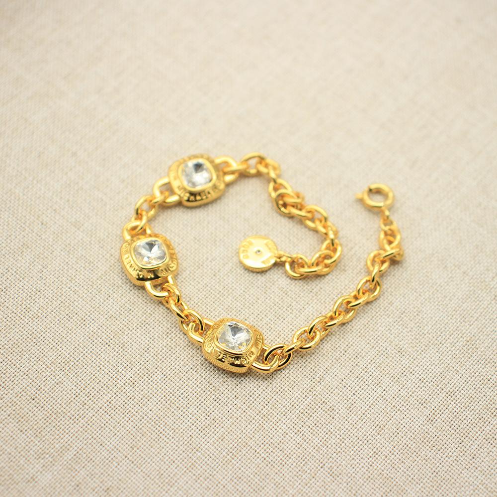 Роскошный женский медный ювелирный набор с золотым покрытием: Ожерелье & браслет