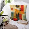 Geometric Retro Earth Tones Square Pillowcase Polyester Linen Velvet Creative Zip Decorative Room Cushion Cover