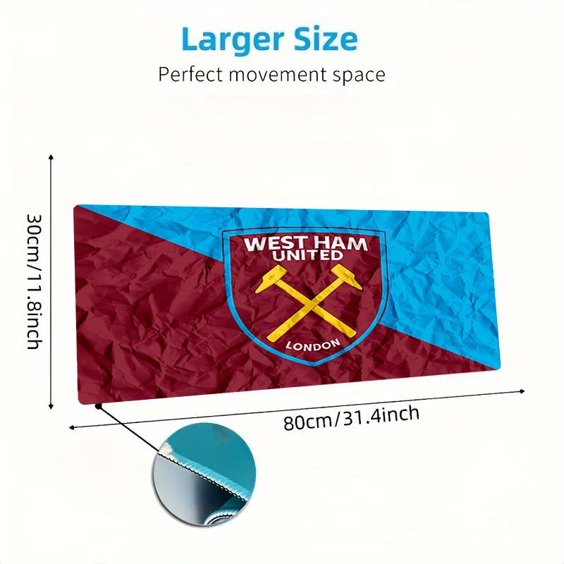 West Ham United FC Logo Color Mouse Pad Large Gaming Table Cushion Non-slip Laptop Tablet Big Mousepad XXL Mat Mini PC Playmat With Lock edge