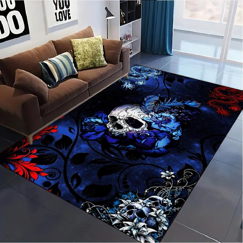 Gothic Skull Carpet Rug for Living Room Bedroom Home Sofa Decoration,Kids play Non-slip Floor Mat