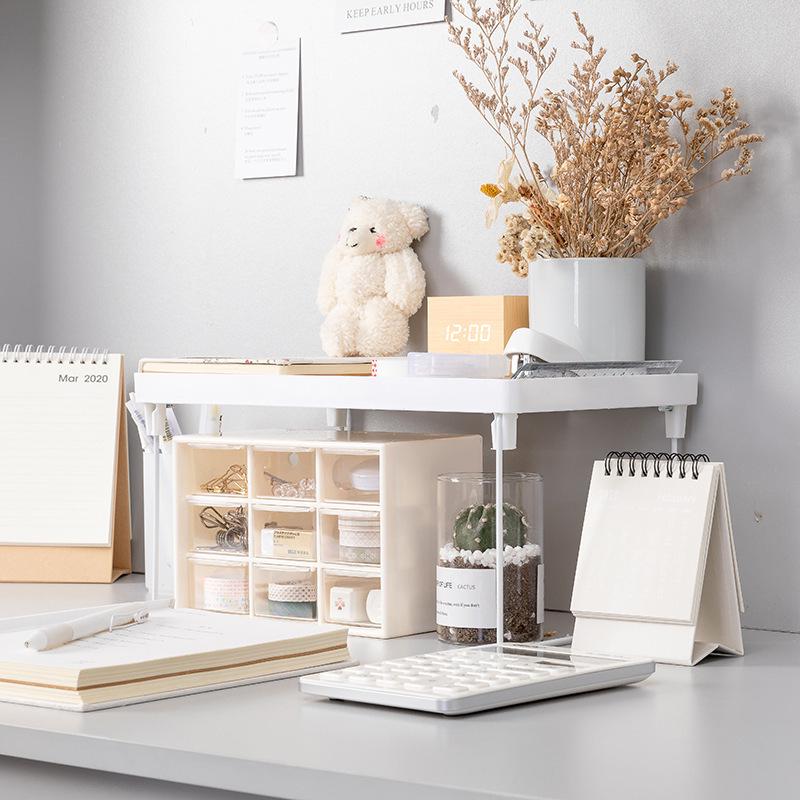 Foldable Wrought Iron Tiered Shelf Divider - Dormitory & Desktop Storage Rack