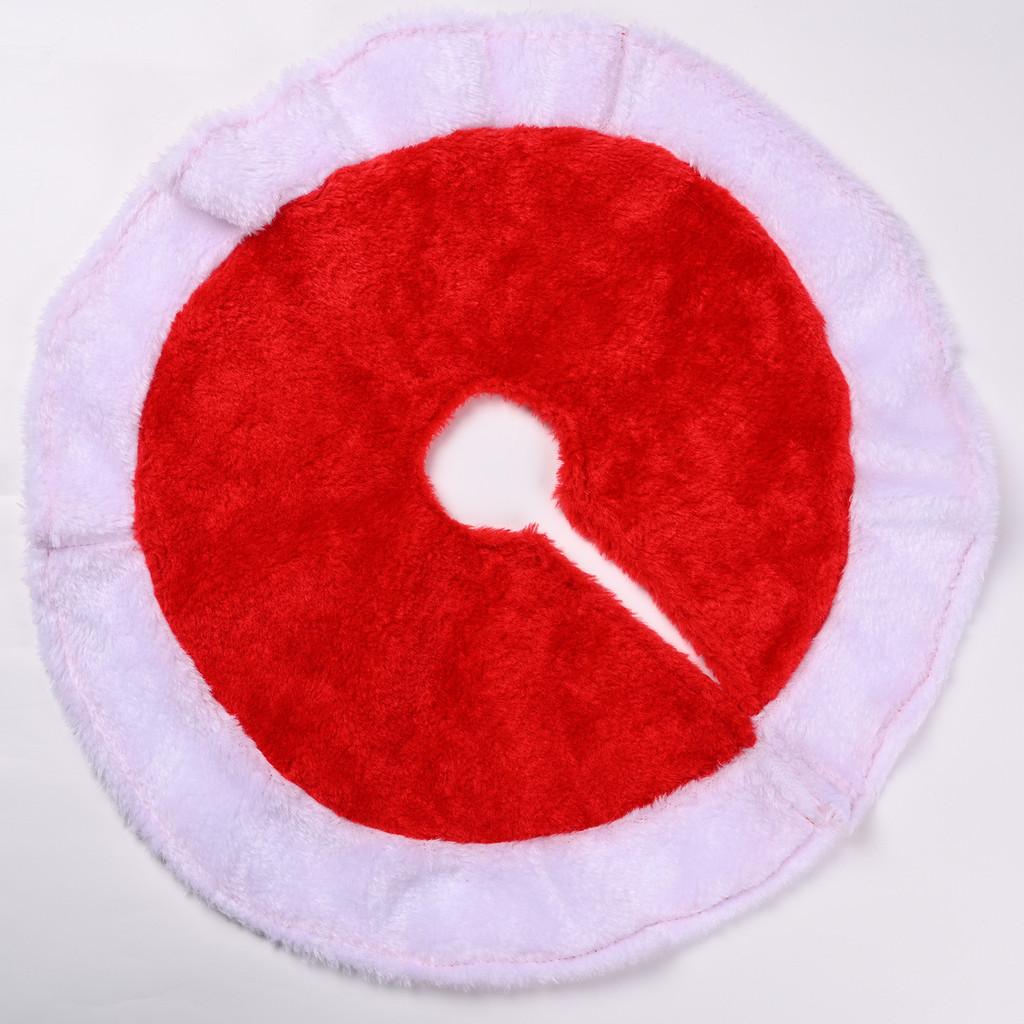 Soft Christmas Fabric Tree Skirt In Red And White Trim Perfect For Modern Settings Holiday