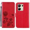 Тисненая кожаная книжка с розой для Xiaomi Redmi 13 4G, POCO M6 4G, F6 Кошелек с отделениями для карт Чехол