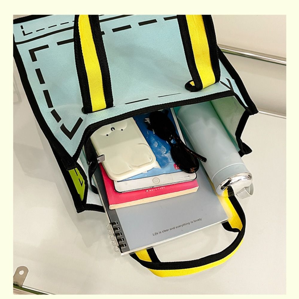 Canvas Comic Shoulder Bag Cartoon Graffiti Messenger Bag Simple 2D Anime Tote Bag  School