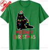 New Style Lovely Kawaii Meowy Christmas Xmas Lights Black Cat Pajamas Family Funny Unisex Unisex High Quality Cotton TShirt