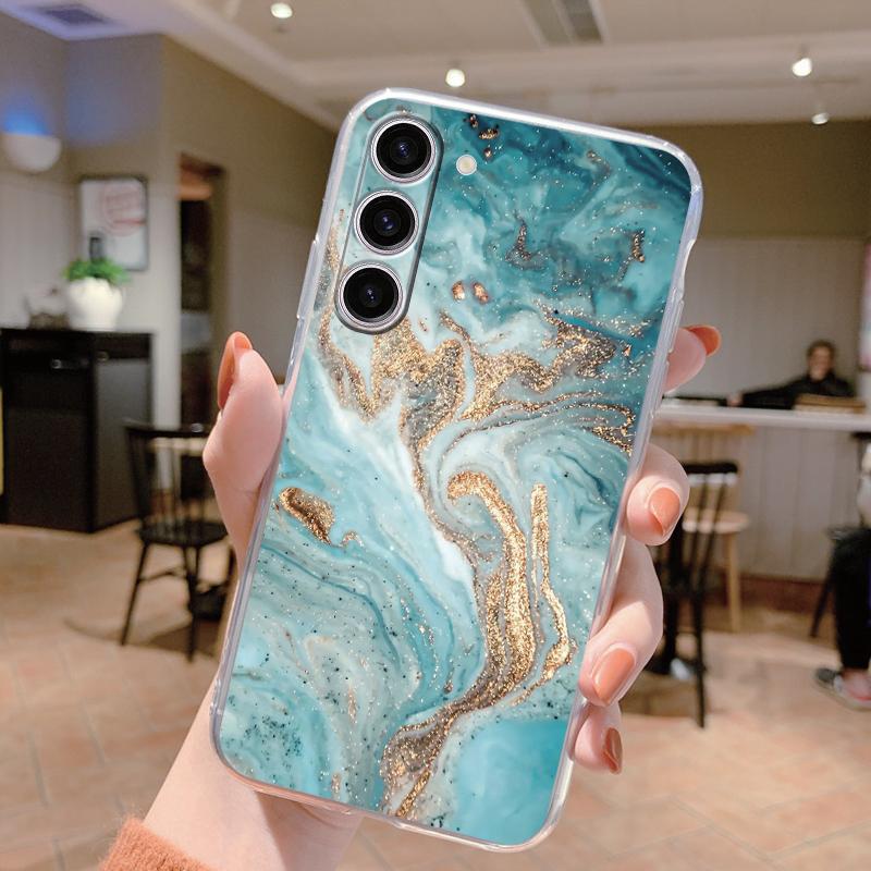 Для Samsung Galaxy S24 Чехол S24 Plus S 24 Ultra Чехол для телефона Мраморный Прозрачный Coque Мягкий ТПУ Fundas Для Samsung S25 FE S25+ Чехол