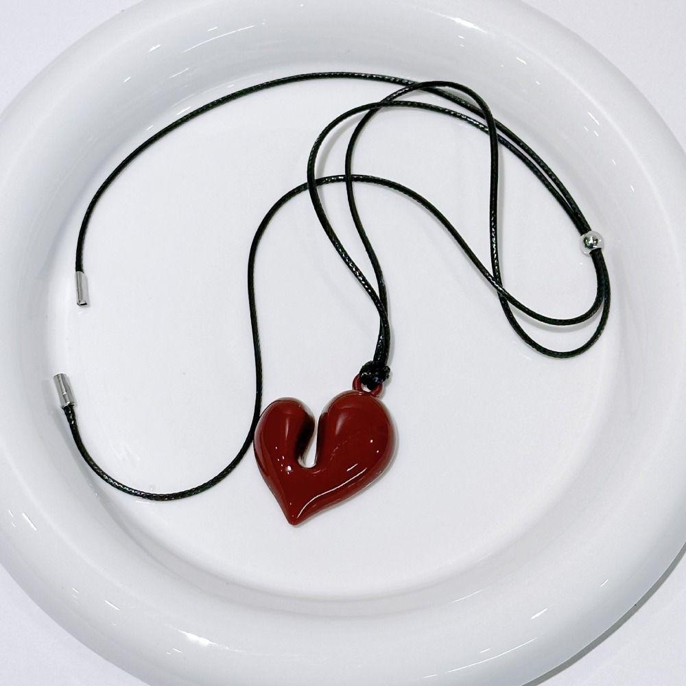 Drawstring Fashion Choker Romantic Sweater Chain Pull-out Heart Pendant Necklace  Women