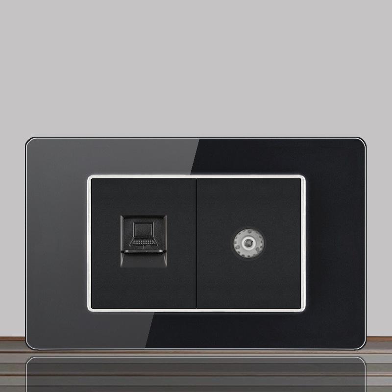 Brazil US Wall Light Switch Power Socket with USB Type-c 20W,Italy Chilean Fast Charging Tempered Glass Panel Universal Outlet
