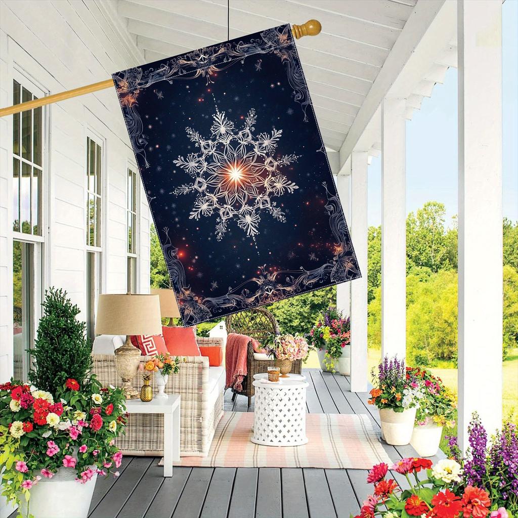 Solo Snowflake Design Winter Garden Flag - Double Sided Polyester Decorative Flag for Lawn and Garden, No Electricity Required - 1 Piece